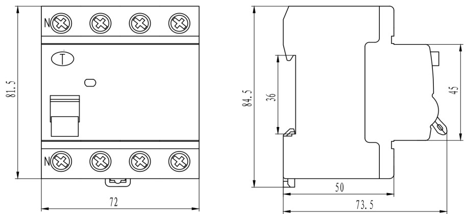50/60Hz 2P 4P Electrical Residual Current Circuit Breaker RCCB For Water Heater