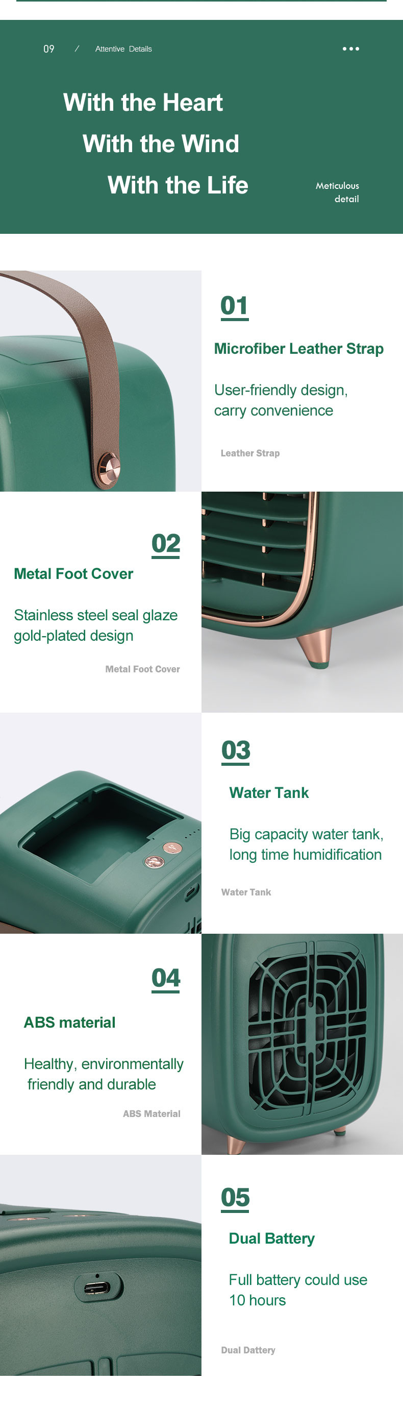 Portable 2000mAh Air Cooler Fan Water Evaporation Mini Air Conditioner Fans