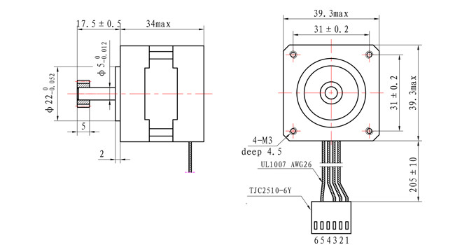 1.0A 5.0V NEMA 16 Stepper Motor 1.8 Degree 189 MNM Torque Stepper Motor