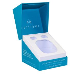 Blue Rigid Custom Luxury Candle Boxes Flaps Clourse Cardboard Insert