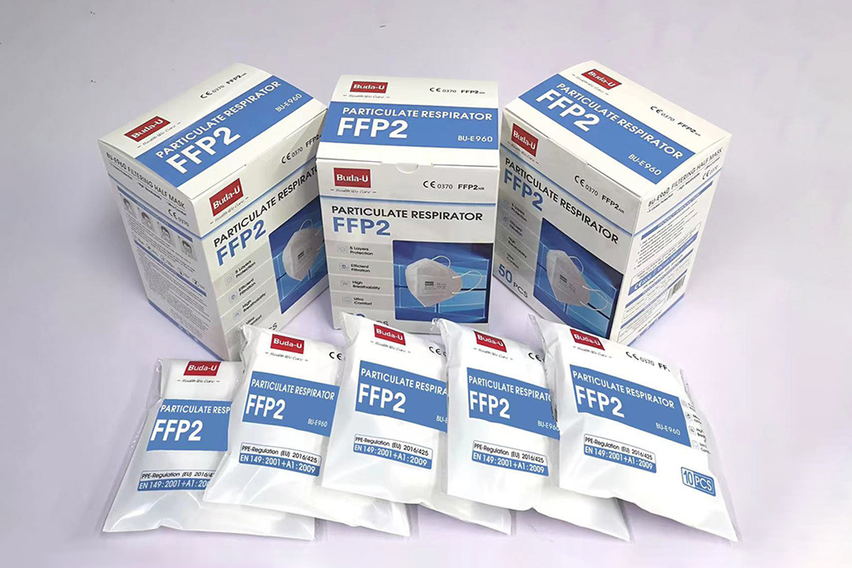 BU-E960 Disposable FFP2 Face Mask Respirator -Filtering Half Mask EU Standard , PPE-Regulation 2016/425