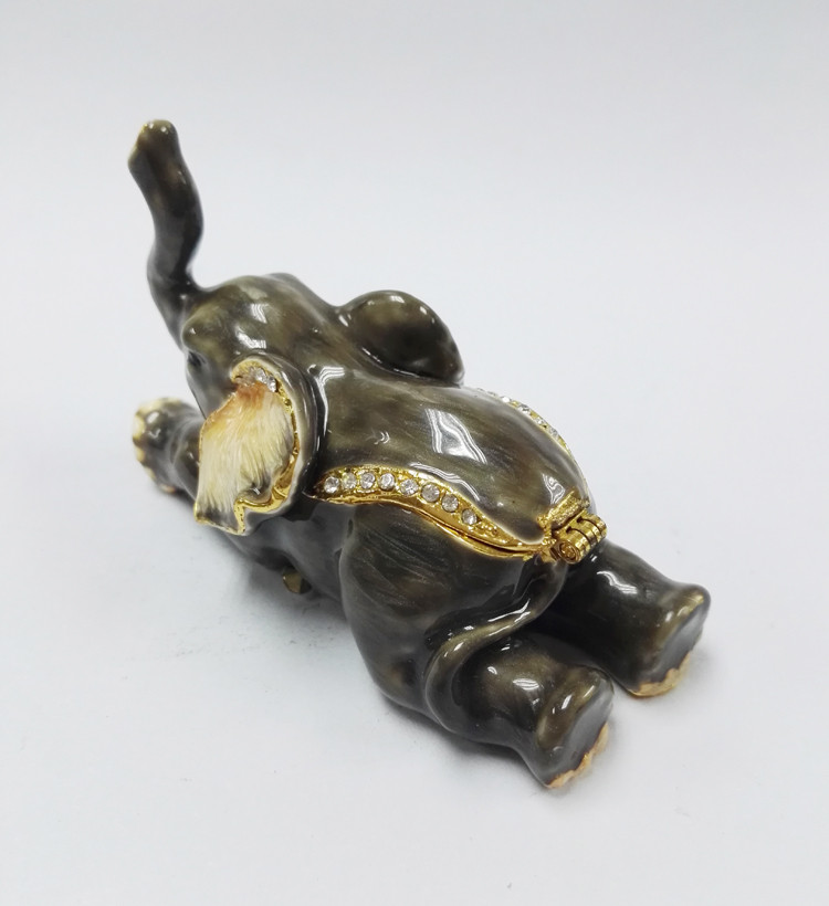 Custom metal elephant shaped vintage jewelry box for promotional gift