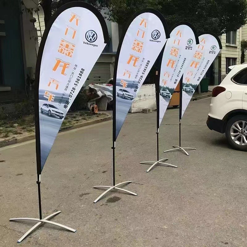 Flying Custom Feather Promotional Flag Pipe For Advertising Teardrop Banner Swooper Flag