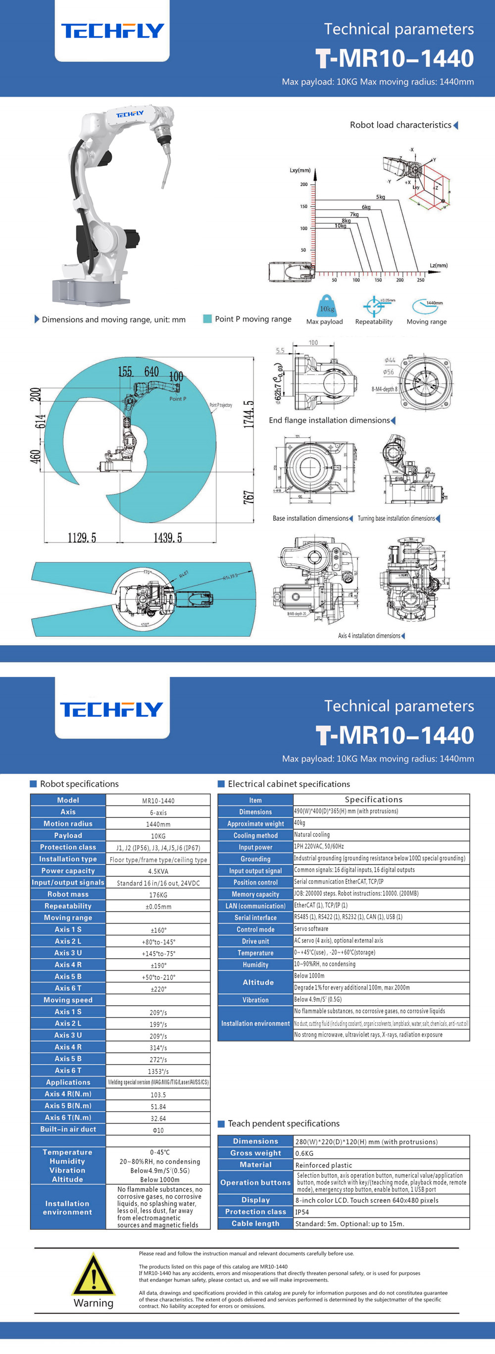 Arc Welding Robot T-MR10-1440 For Gas Protection, Argon Arc, Laser, Aluminum, Stainless Steel, Carbon Steel Arc Welding