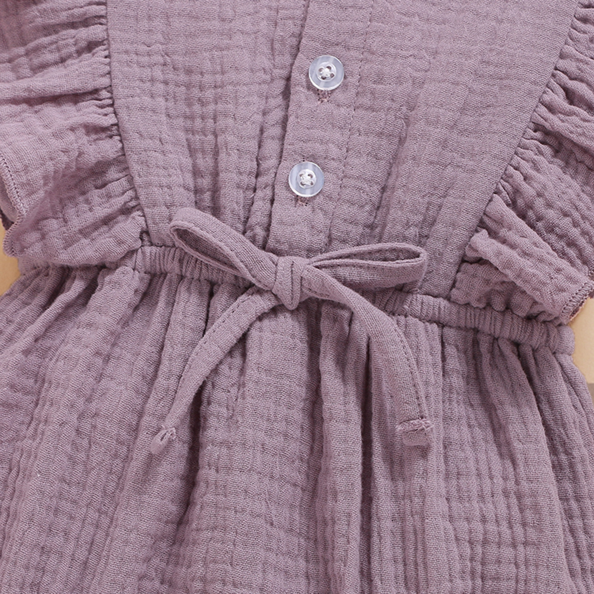In Stock Summer Baby Girls Romper + Headband Cotton Linen Ruffles Sleeveless Infant Rompers Newborn Clothes