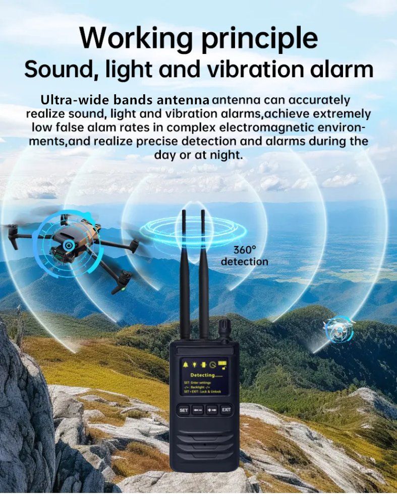 Portable 300MHz-6GHz Full Band Drone Signal Detector with 0-3km Wide-Range Anti Uav Jammer System