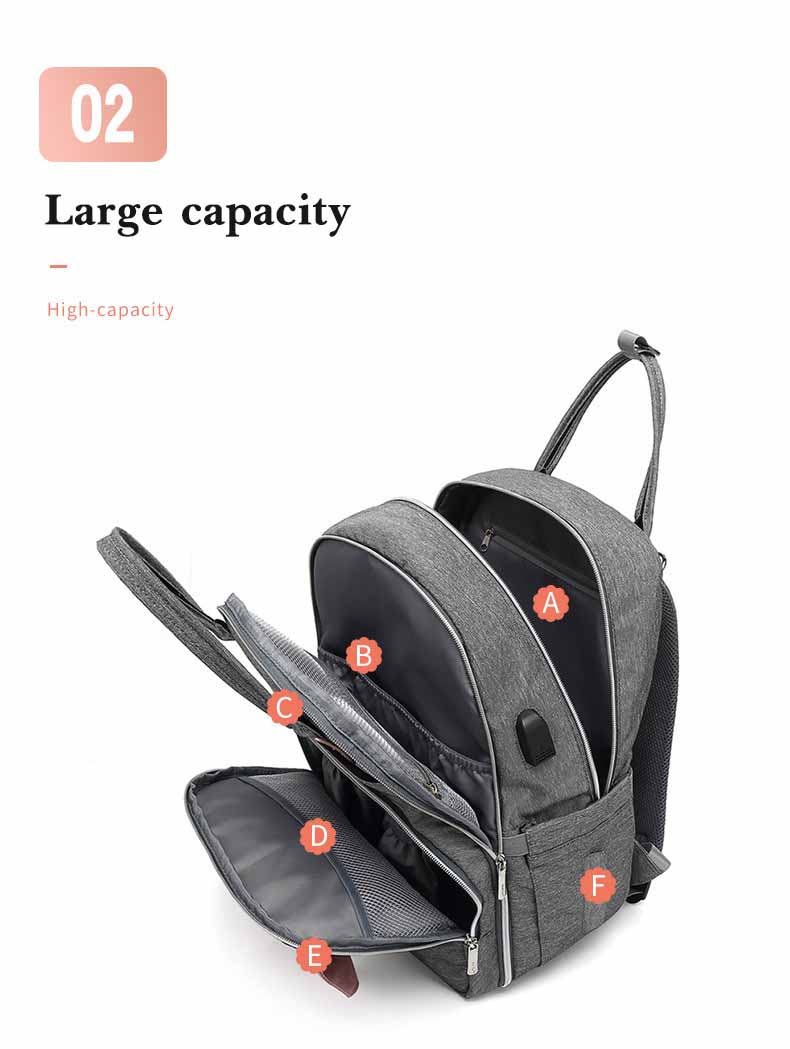 Large Capacity Mom Baby Bag Multi-function Waterproof Outdoor Travel Diaper Bag With USB Charging For Baby Care