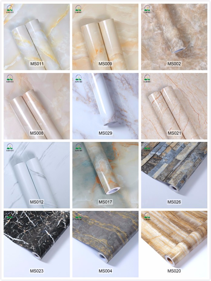 Waterproof Adhesive Wallpaper Stickers for Kitchen Countertop and Bathroom White Marble Granite Design Mildew Proof