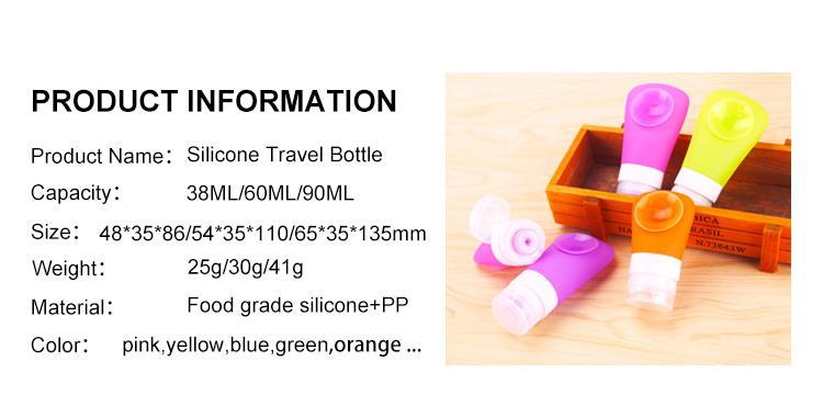 Colorful 60ML Portable Silicone Refill Bottles With Sucker