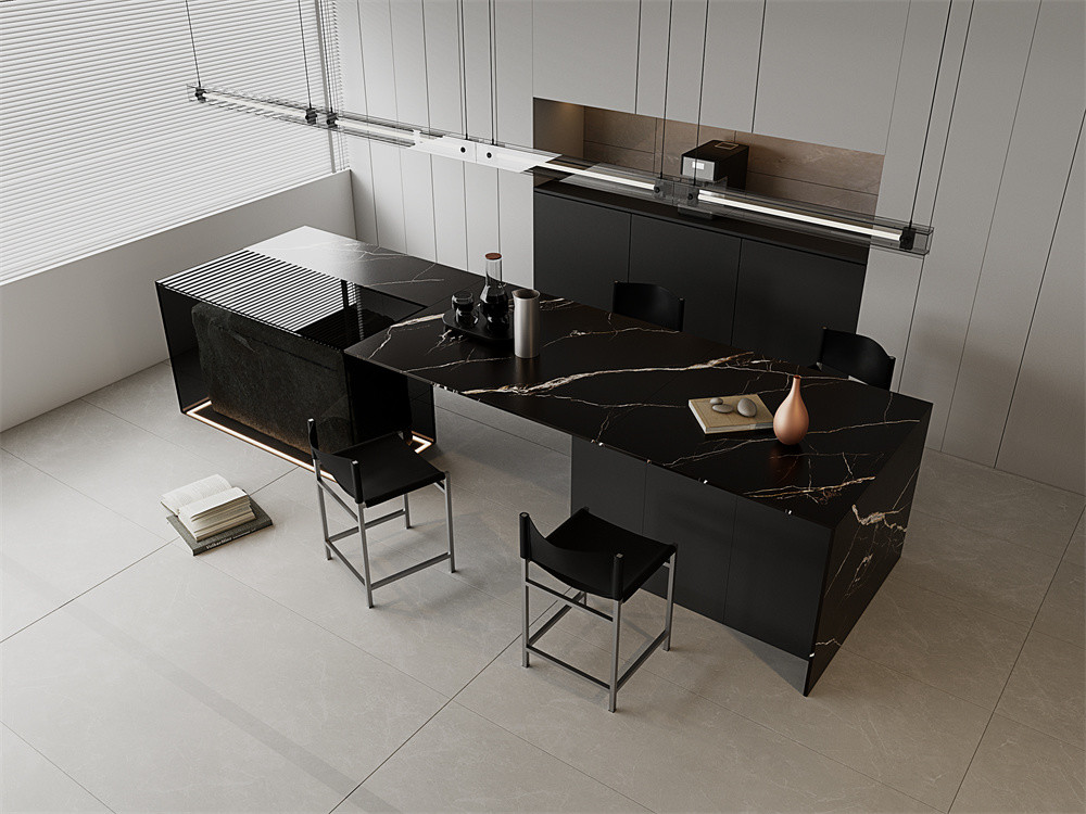 Black 14.2x27dm Porcelain Sintered Stone Slab For Walls Around Bathtub,Baby Face Glazed