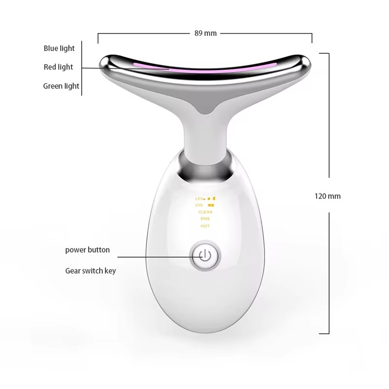 Vibration Skin Tighten Massager Wrinkle Led Light Therapy Face Neck Beauty Instrument