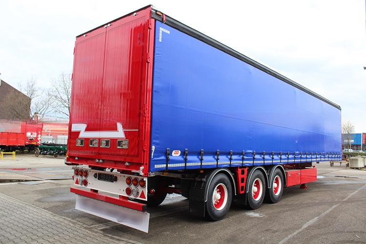 11R22.5 Tire 3 Axle PVC Curtain Side Shipping Container Shandong 40ft Van Box Semi Trailer with Standard 28Ton Landing Gear