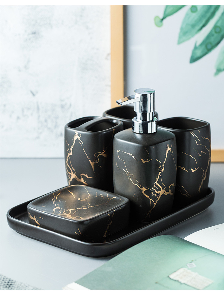 Custom Luxury Ceramics Bathroom Accessories , Marble Bathroom Sets For Home Hotel Gift
