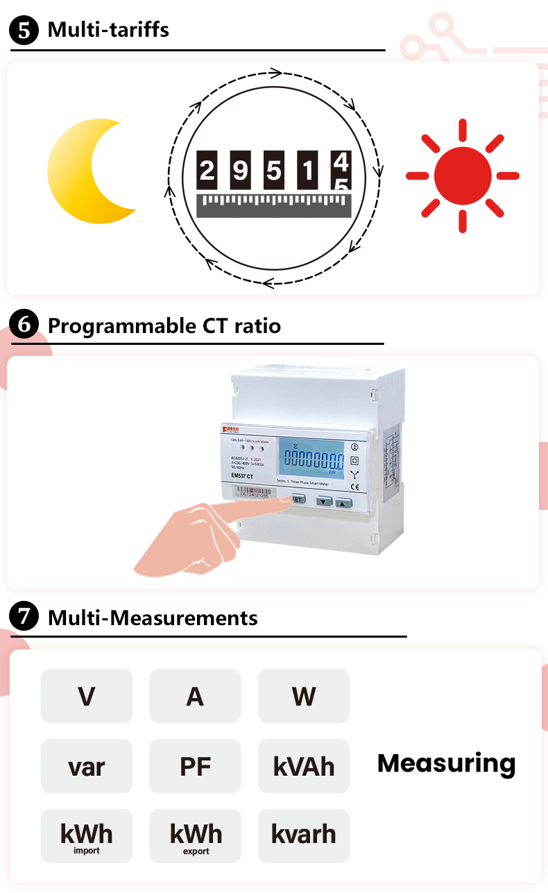 Modbus RTU Communication Dual Tariffs Three Phase WiFi KWh Meter for Within Budget