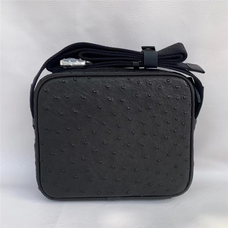 Authentic Real Ostrich Skin Men Small Flap Purse Genuine Exotic Leather Cross Shoulder Bag Male Casual Messenger Bag