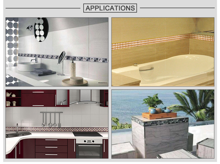 Colourful Glass Effect Ceramic Listello Border Tiles Decorative Antiscratch