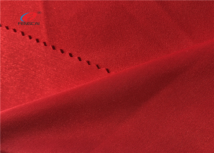 Swimming Stretch Polyester Spandex Fabric , Red Color Polyester Lycra Fabric