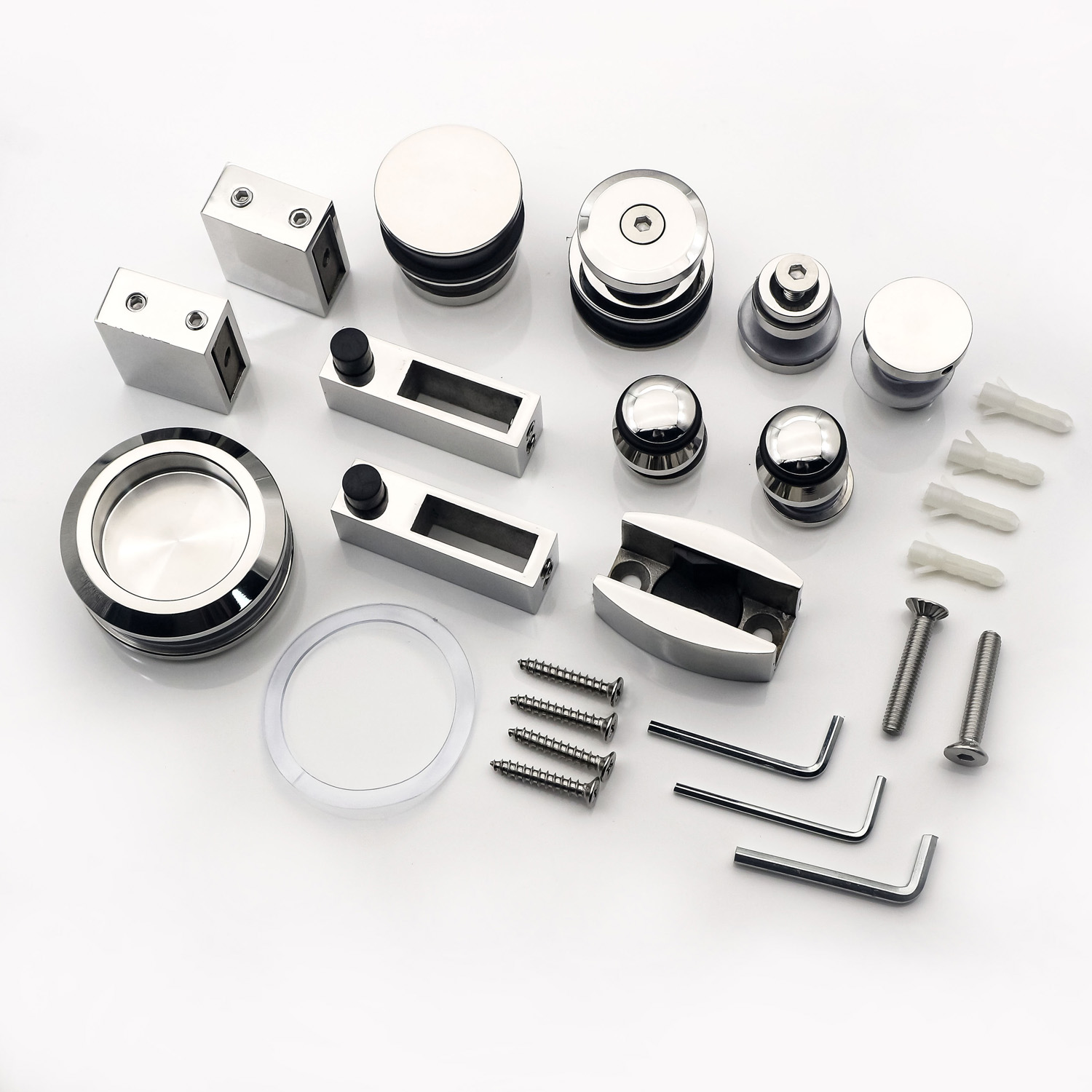 Mirror Finish Sliding Glass Door Hardware Kit for Shower Barn Door Puerta de Ducha