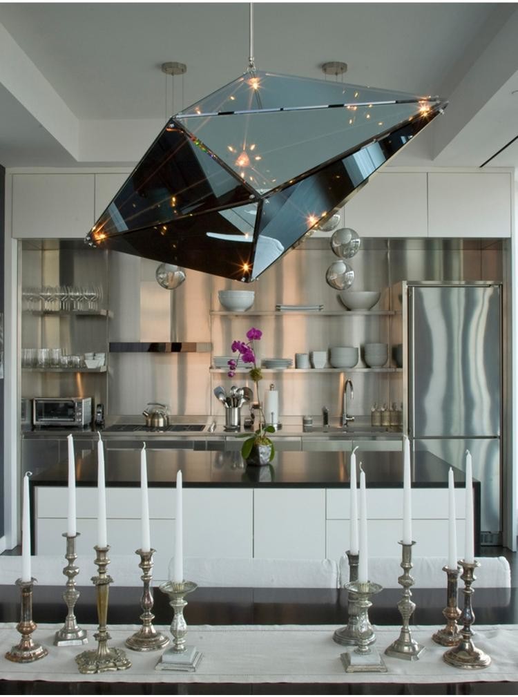 Post-modern Led Diamond Glass Pendant Lights restaurant Rhombic Polyhedron hanging Lamps(WH-GP-98)