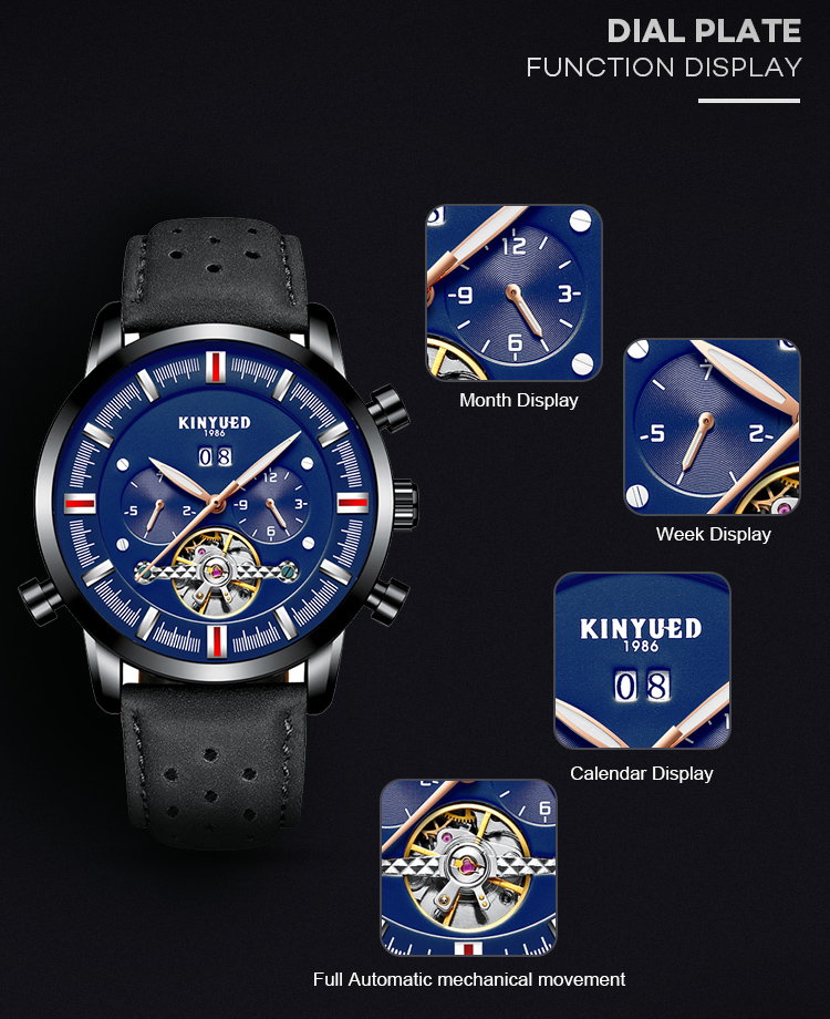 Fashionable Sports Minimalist Mechanical Watch Leather Wrist Watch