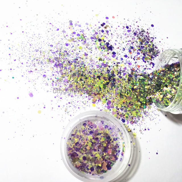 OEM/ODM Yes.We Provide OEM Chameleon Chunky Polyester Nail Body Chunky Mix Chameleon Sequins Glitter