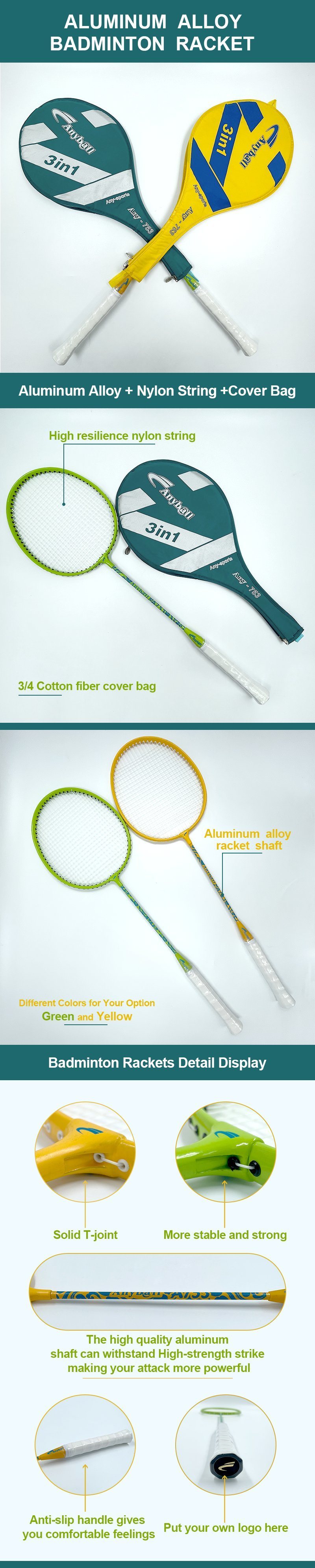 Different Color Customized Logo Wholesale High Quality Aluminum Badminton Racket 753