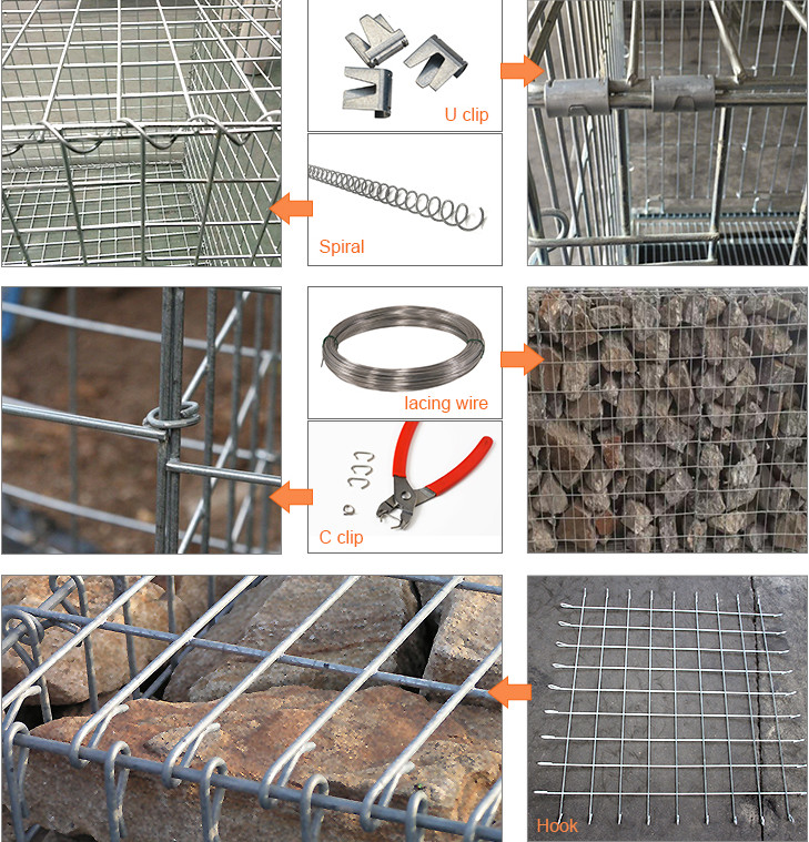 50x50mm Hot Dipped Galvanized Welded Gabion Mesh Baskets Decorative 3.8mm
