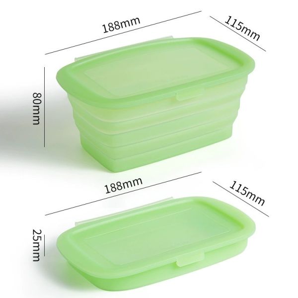 Pure Silicone Square Lunch Box – 100% Food-Grade, BPA-Free, Leakproof, Microwave And Freezer Safe Reusable Container For Meal Prep, Office Lunch, Kids