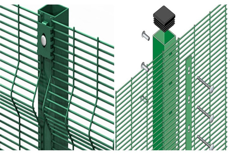V Types 358 Anti Climb Fence Perimeter Clear View Fence With Barbed Wire On Top
