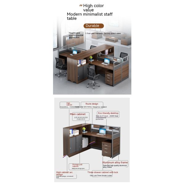 ISO9001/ISO14001 Certified Staff Office Desk and Chair Combination for 2 or 4 People