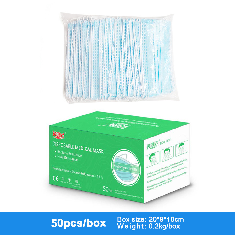OEM 3 Ply Disposable Face Mask , 3 Layer Filter Face Cover With Elastic Earloop