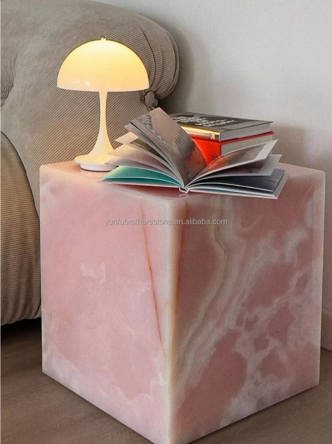 Matt Surface Finishing Modern Pink Onyx Stone for Table and Wall Application
