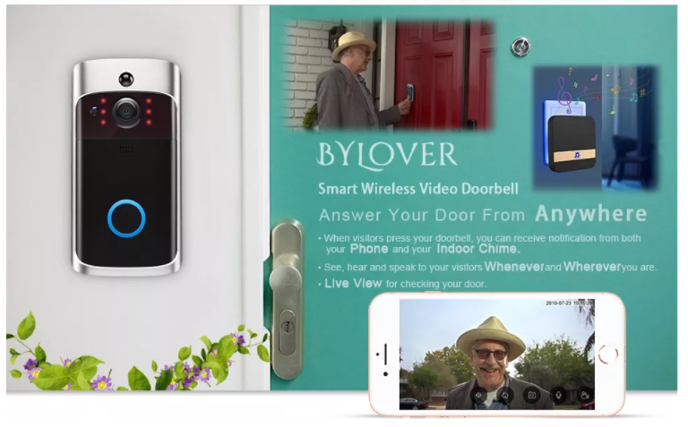2.4GHz 2MP Tuya Smart Doorbell Camera Night Vision 3400mHA Battery