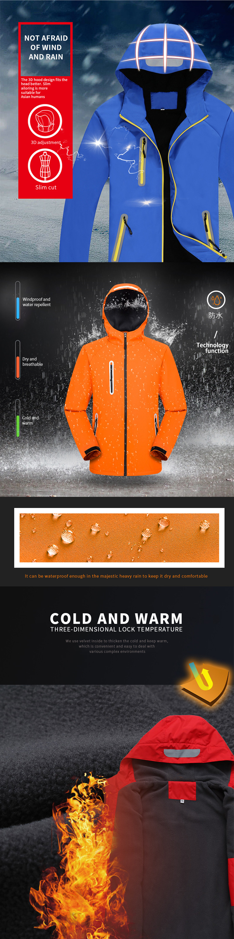 Zip Up Waterproof Running Windbreaker Cycling Rain Hood Lightweight Jacket