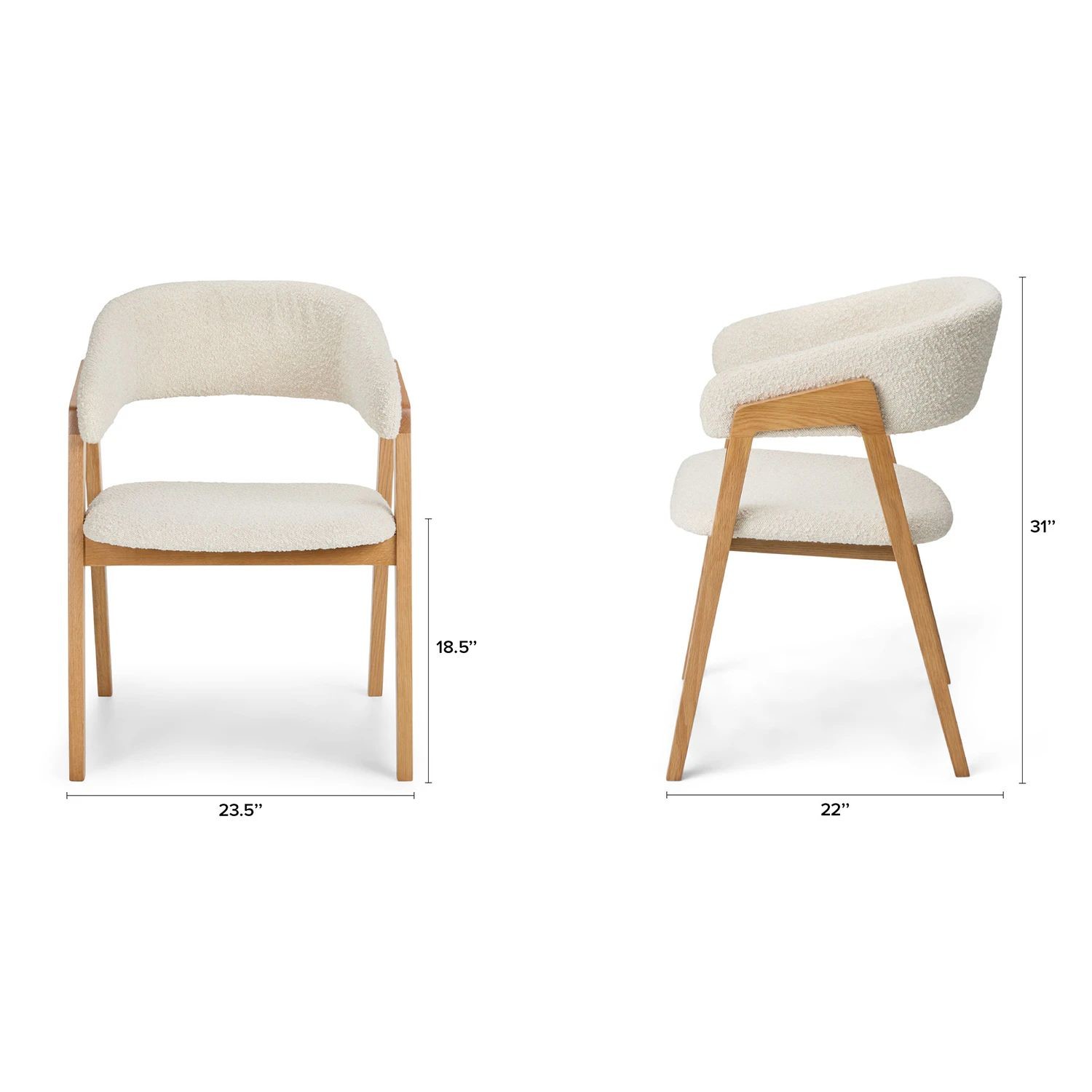 5 Star Hotel Room Minimalist Style White Fabric Solid Oak Leisure Armchair