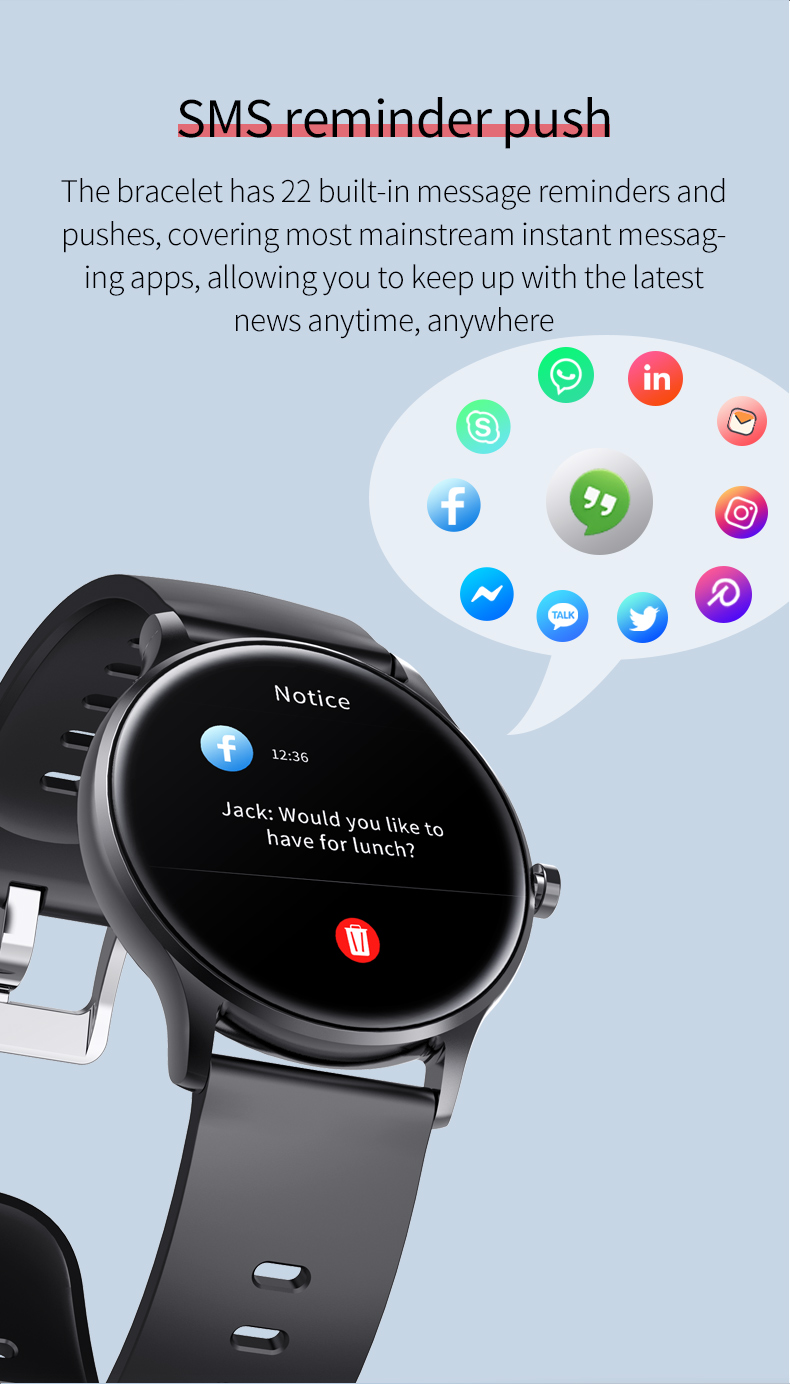 1.28inch IP67 smart bluetooth bracelet PC ABS Bottom Shell Material