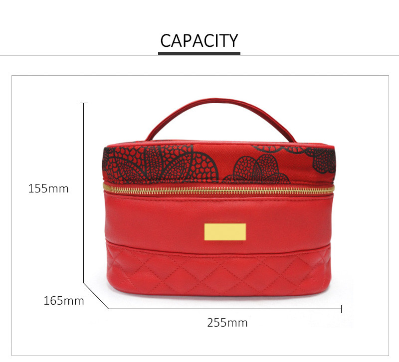 Pattern Printed PU Leather Women Travel Cosmetic Bag Set