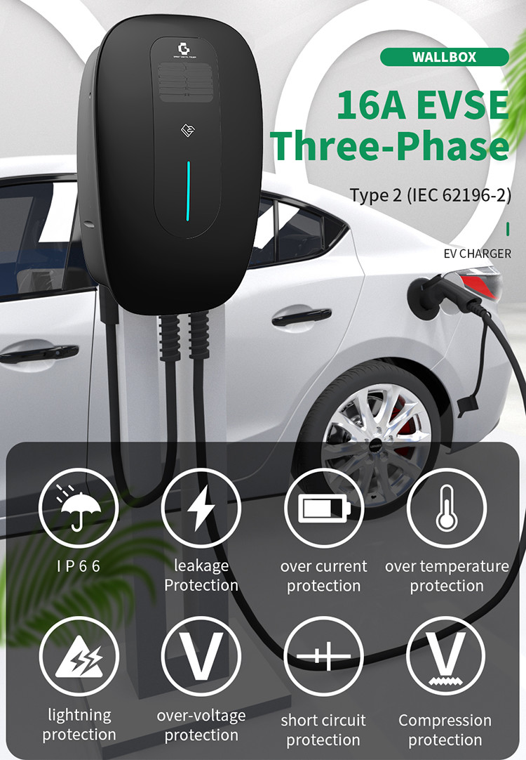 IP65 22KW Home Charging Wall Box Three Phase Level 2 Solar PV Systems
