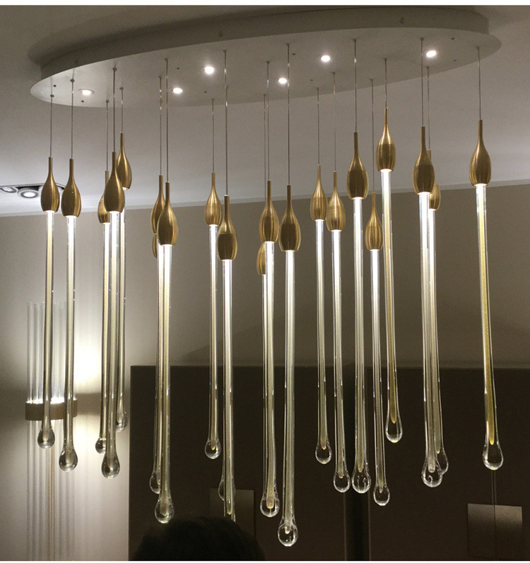 American High Ceilings Chandeliers Water Drop Crystal Chandelier Customization