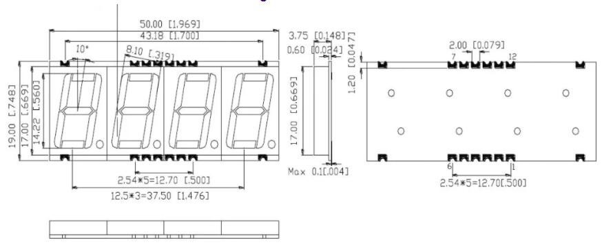 0.56 Inch 7 Segment LED SMD Display 4 Digits Ultra Thin Common Anode