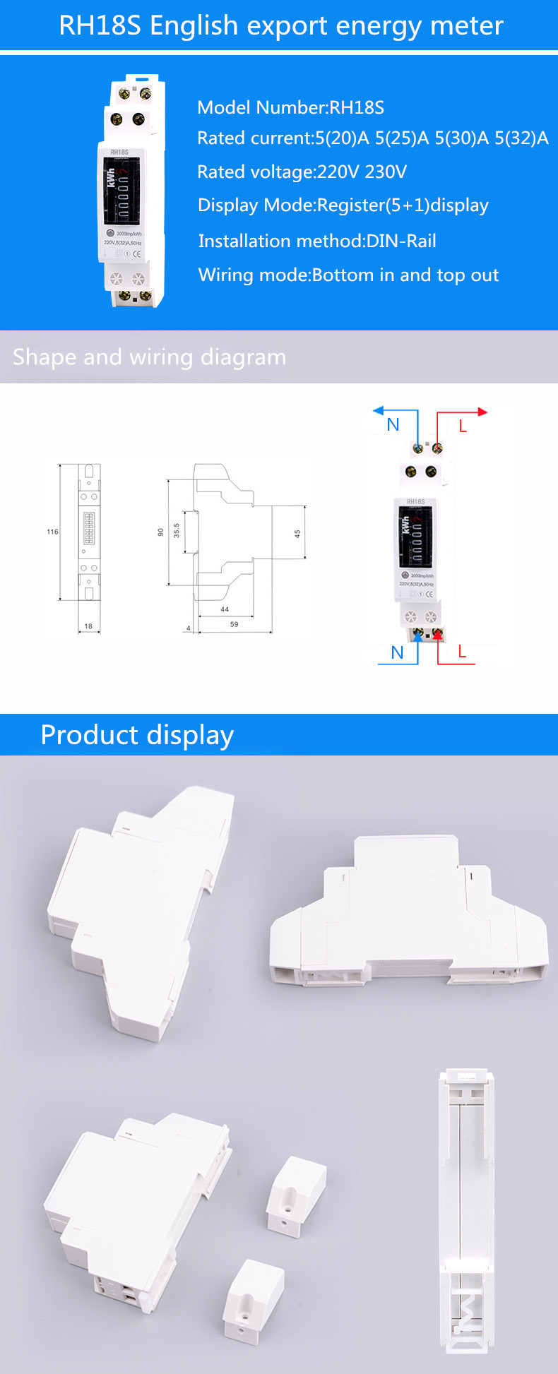 A New type of Single-phase Two-wire DIN rail active power meter