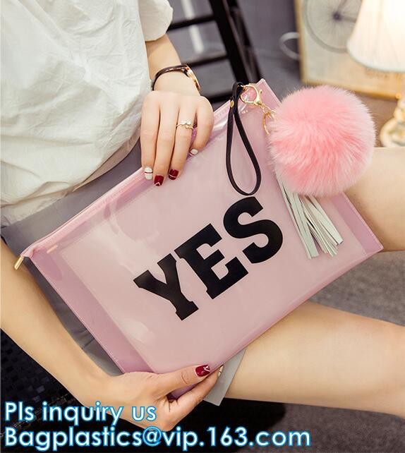 plastic slider zipper frosted PVC document bag, slider zipper frosted pvc bag garment packing with slider, Pouch Clear P