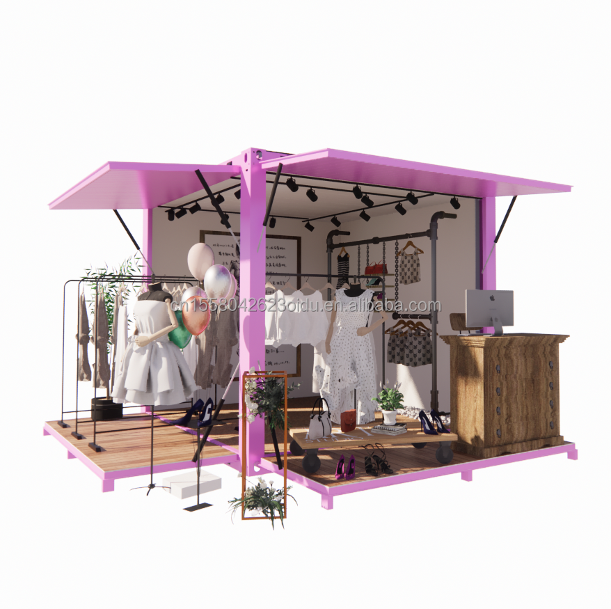 Hotel Promotion 10ft Pop-up Container Clothing Store with Steel Frame and Galvanized Steel Bending