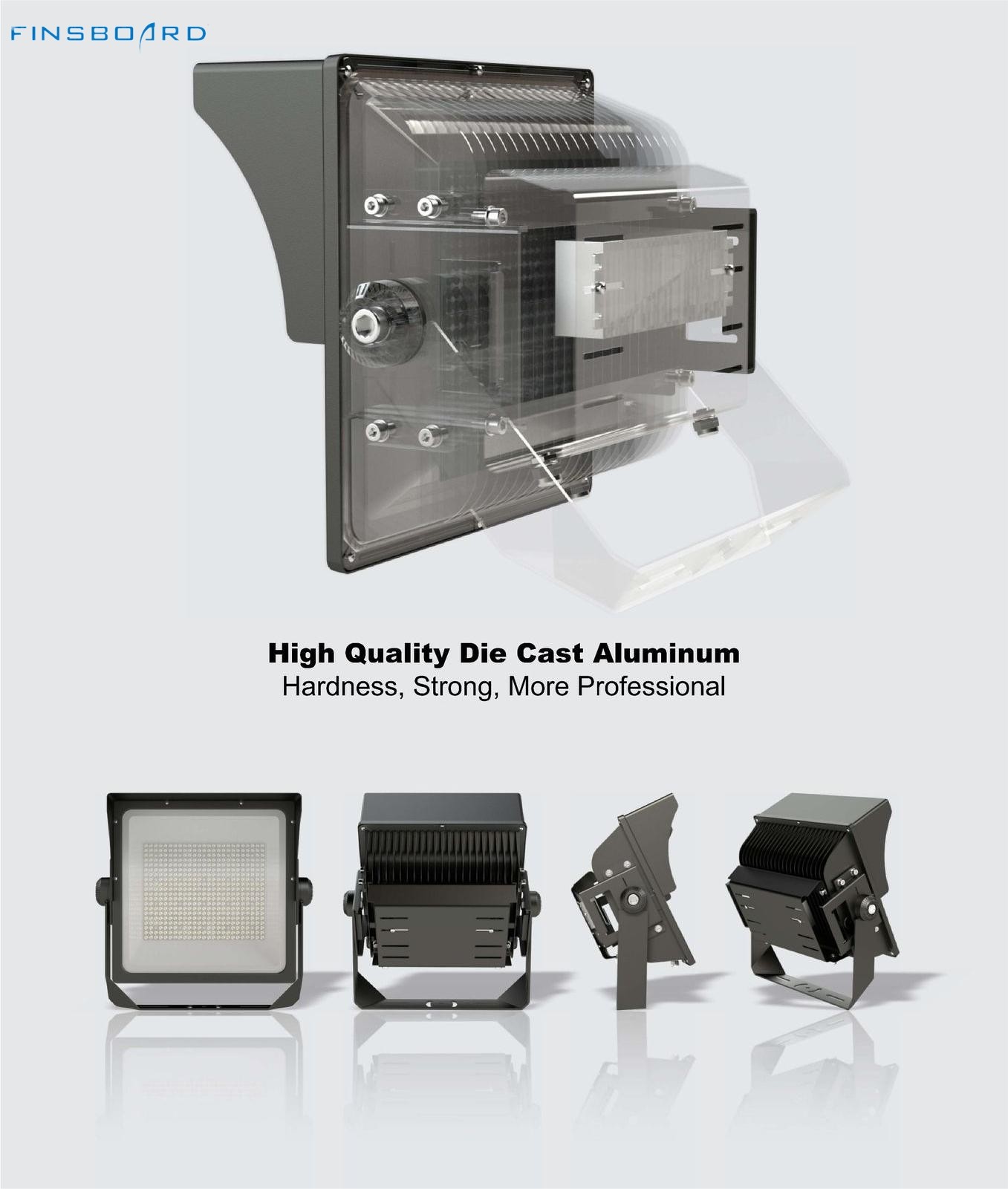 3000-6500K LED Stadium Lighting Dark Grey Black White Color