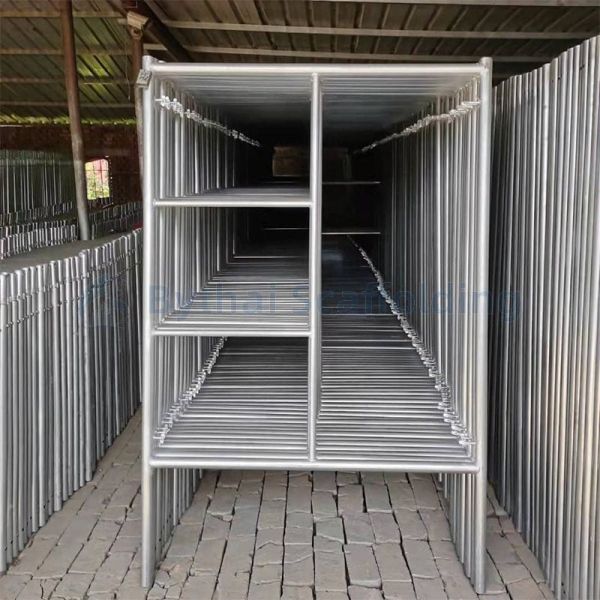 Yellow Powder Coated Q235 Steel Step Ladder Frame Scaffolding for Commercial Construction