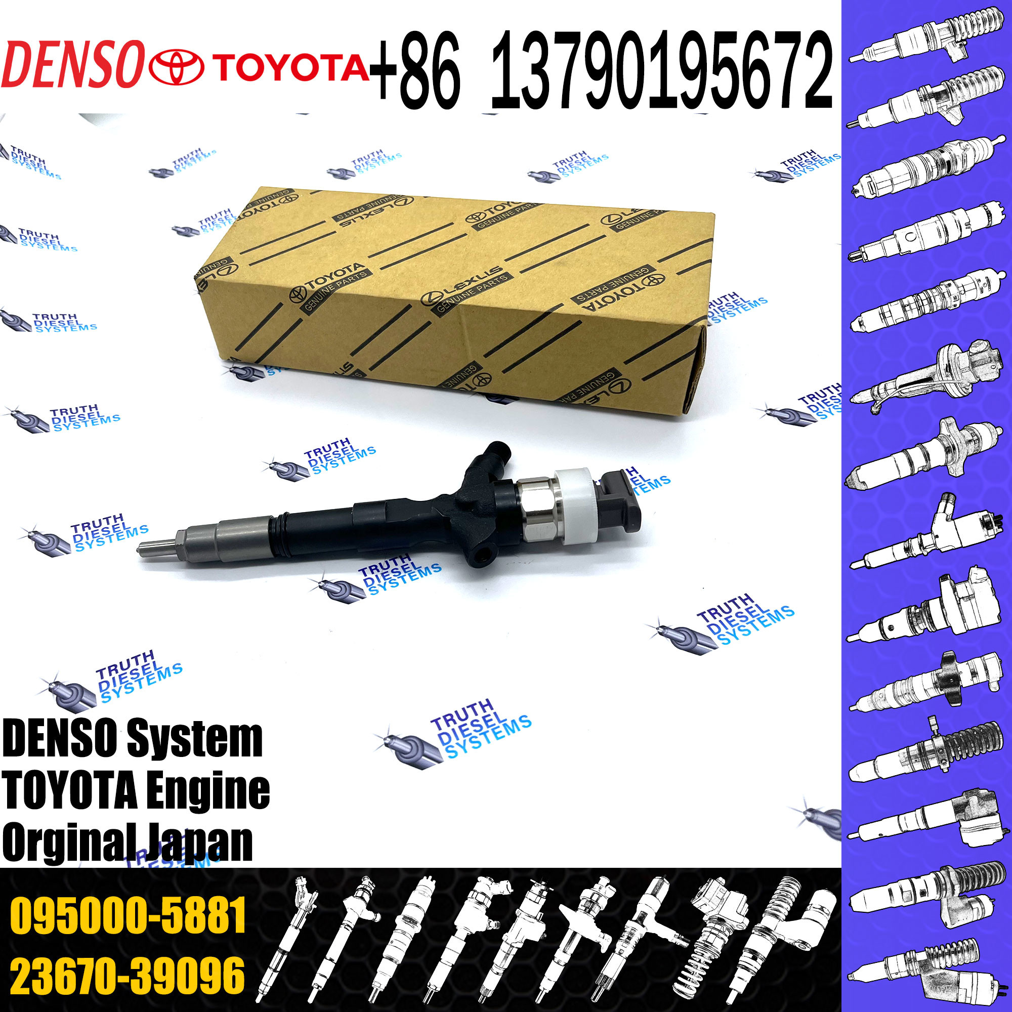 095000-5880 100% high quality new common rail injector 23670-30050,23670-39095,23670-39096,095000-5881 for 2KD-FTV