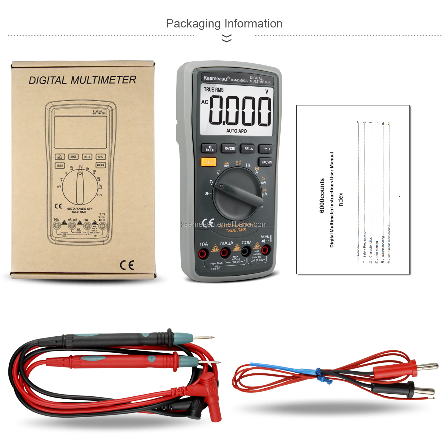 Hot Sale Industrial Electronic Multimeter High Precise 6000 Counts 1000v AC DC Digital Multimeters