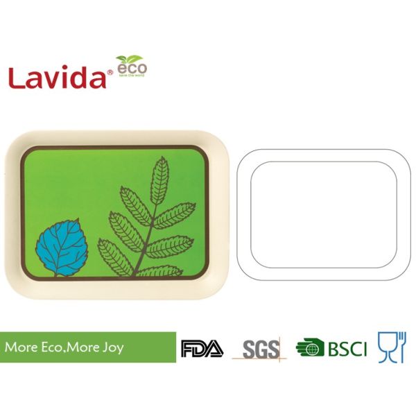 Multiple Use firm and Durable Eco Bamboo Fiber Tray Melamine Bread Tray PP Sandwich Tray Melamine Food Tray with logo c