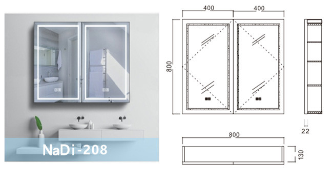New Style Bathroom Mirror 800mm Aluminum Alloy Frame