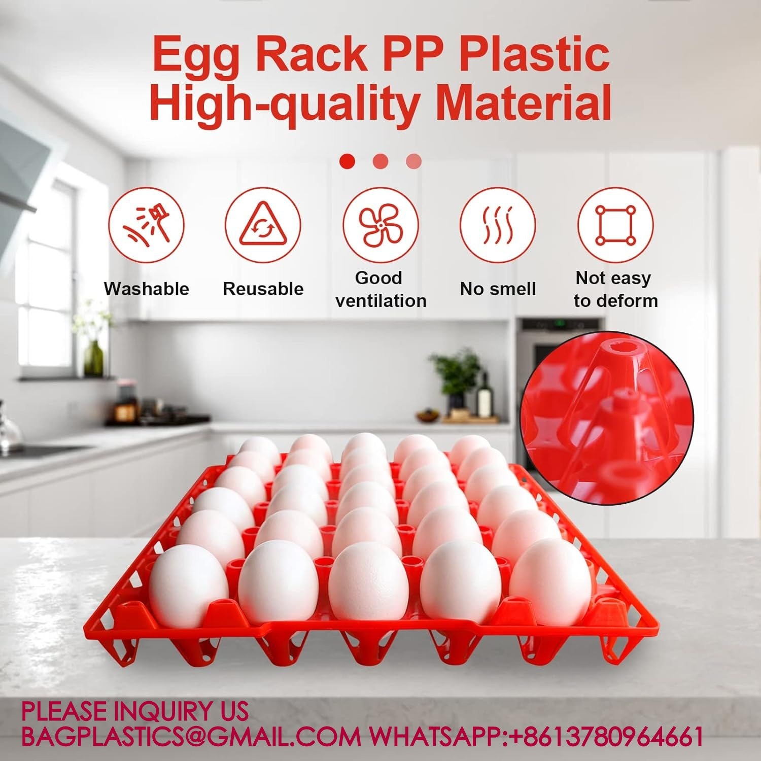 Plastic Egg Tray Egg Crates 30-Egg Flats, Stackable Egg Cartons Hold Multiple Eggs